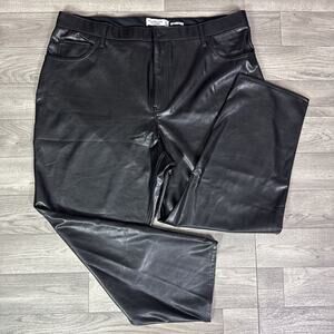 Abercrombie & Fitch Vegan Leather High Rise The Ankle Straight Pants Black 35/20